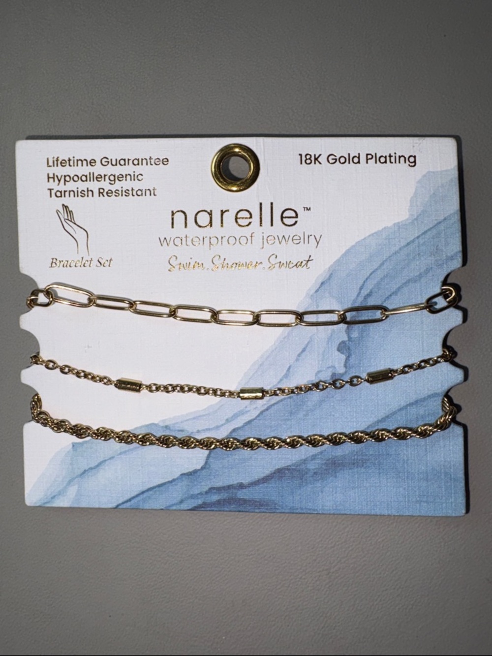 3 - Narelle 18K Gold Plated Women's Bracelet-Lifetime Guar. , water/sweat proof!